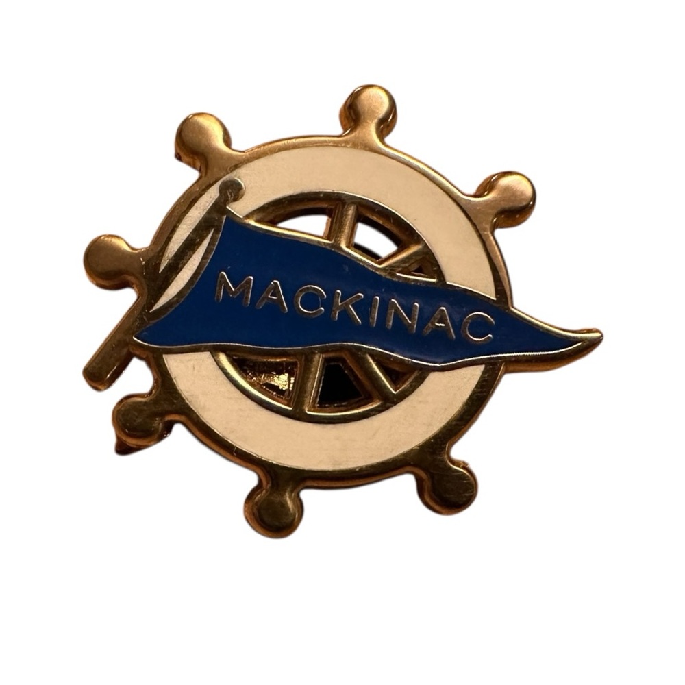 Gold and Blue Mackinac Island Nautical Souvenir Pin